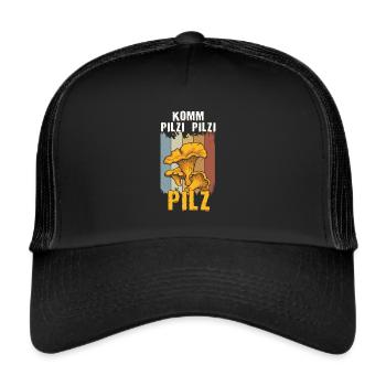 Viens Pilzi Pilzi Champignon Retro Cueillir champignons Champignons forêt - Casquette trucker  - noir/noir - Devant