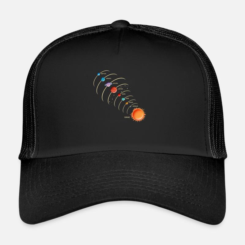 Sonnensystem Planeten Sonne Physik Astronaut - Trucker Cap - Schwarz/Schwarz