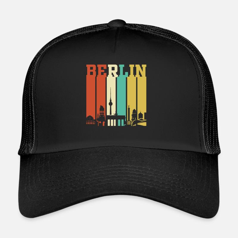 Berlin Berliner Retro Geschenk - Trucker Cap - Schwarz/Schwarz