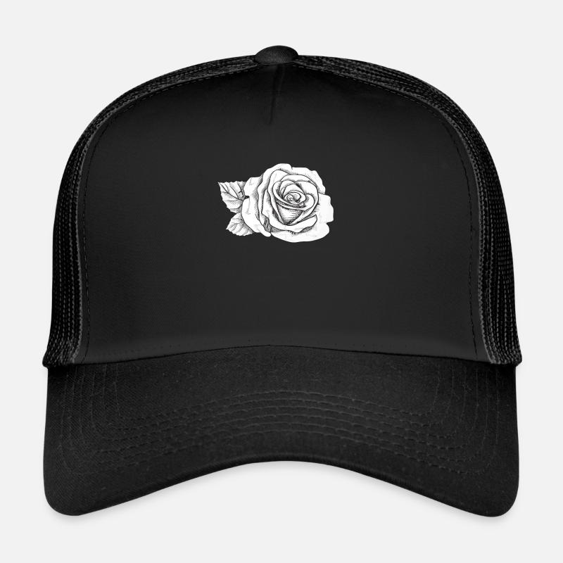 Rose Blume - Trucker Cap - Schwarz/Schwarz