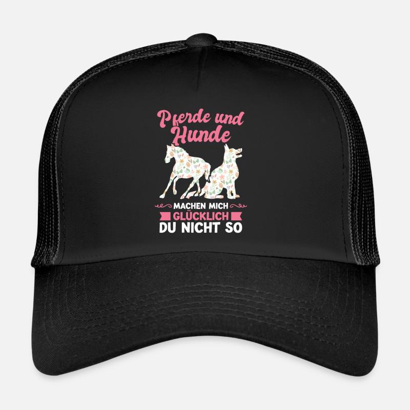 Pferd Hund Hundeliebhaber Geschenk - Trucker Cap - Schwarz/Schwarz