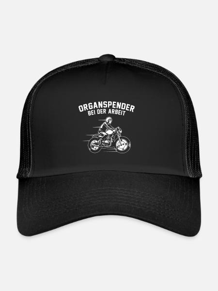 Organ donor at work Motorcyclist Biker - Trucker Cap - black/black - Front
