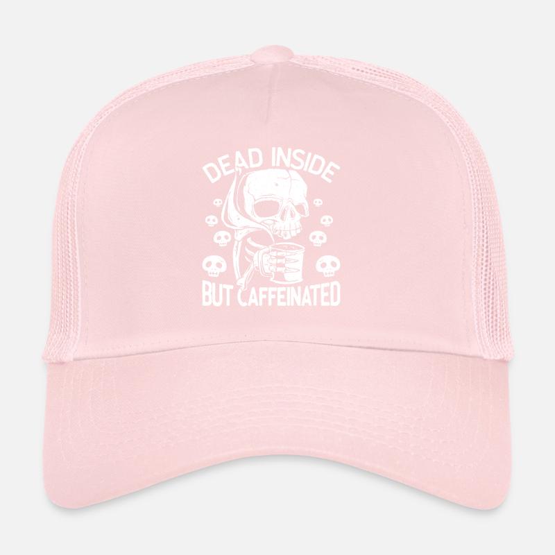 Dead Inside But Caffeinated Skeleton Drinks Coffee Trucker Cap