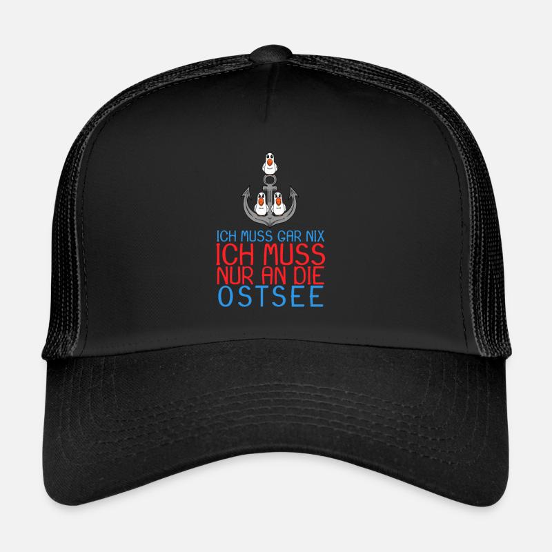 Ostsee Anker Möwe Geschenk - Trucker Cap - Schwarz/Schwarz