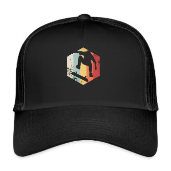 Skater Skateboard Retro Vintage Skateboarder - Trucker Cap - black/black - Front