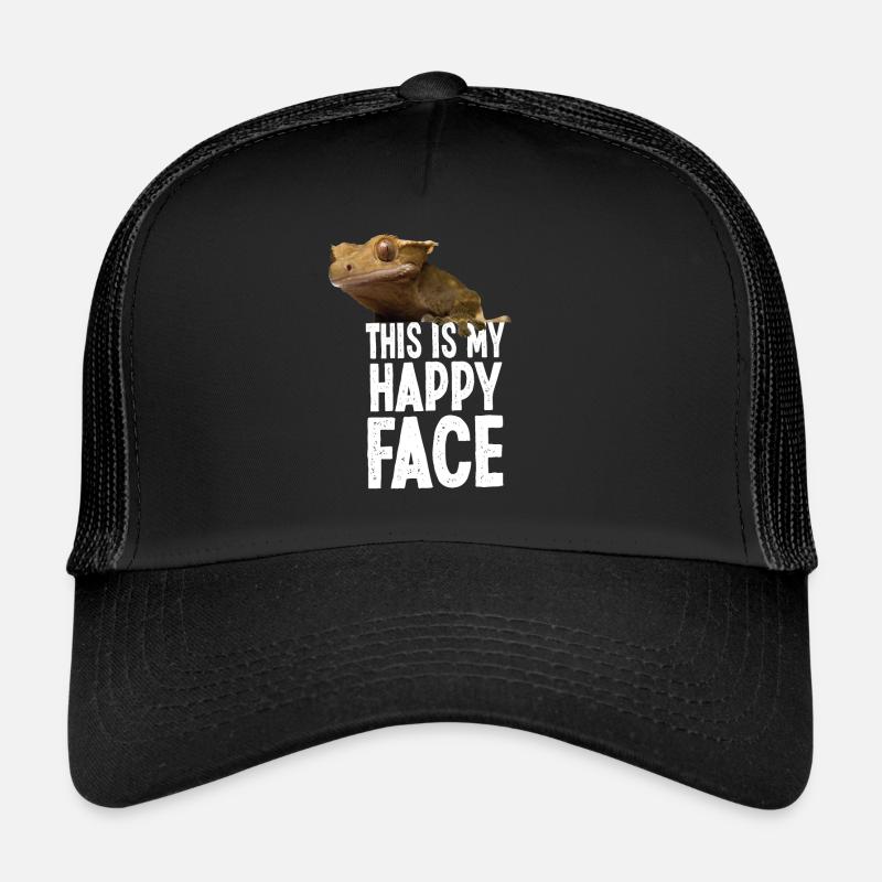 Crested Gecko This Is My Happy - Trucker Cap - Schwarz/Schwarz