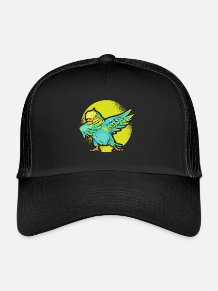 Perruche dabbing oiseau Nymphenssittich - Casquette trucker  - noir/noir - Devant