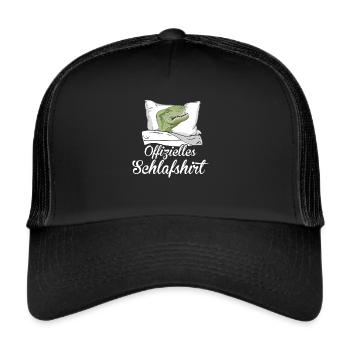 Offizielles Schlafshirt Schlafanzug Dino T-Rex - Trucker Cap - Schwarz/Schwarz - Vorne