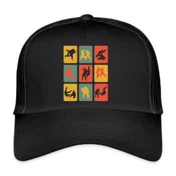 Retro Judo Judoka Martial Arts Vintage Judo Fighter - Trucker Cap - black/black - Front
