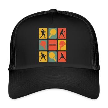 Table Tennis Retro Vintage Table Tennis Player - Trucker Cap - Schwarz/Schwarz - Vorne