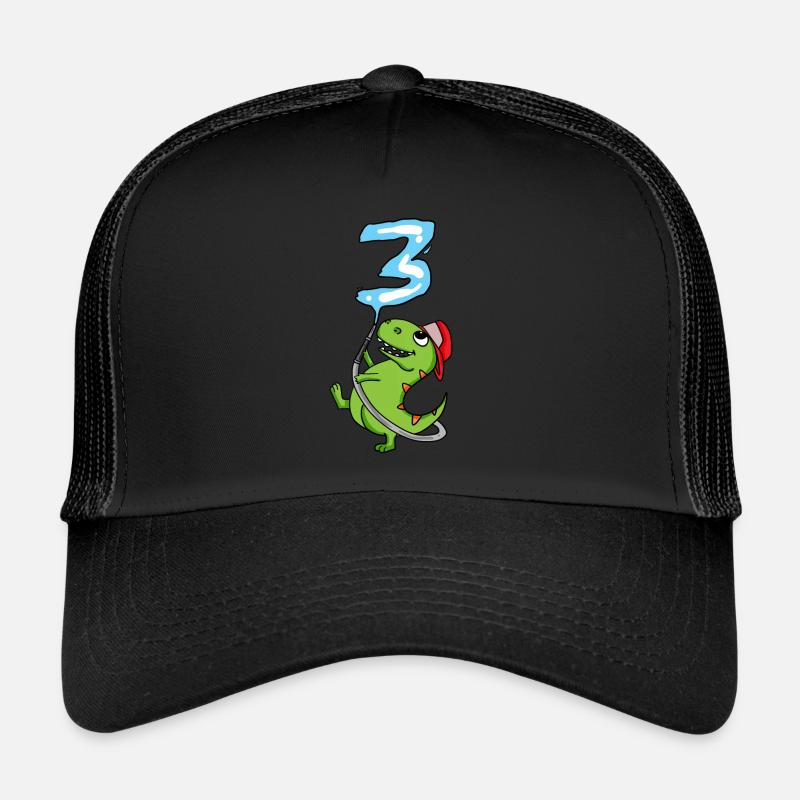 3. Geburtstag Dinosaurier Feuerwehr Geschenk - Trucker Cap - Schwarz/Schwarz