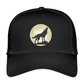 Wolf Moon Wolf Howl Wolves Dogs Pack - Trucker Cap - black/black - Front