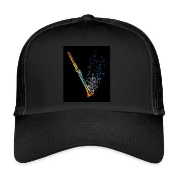 Clarinette Vintage Notes musicales Musique Clarinettiste - Casquette trucker  - noir/noir - Devant