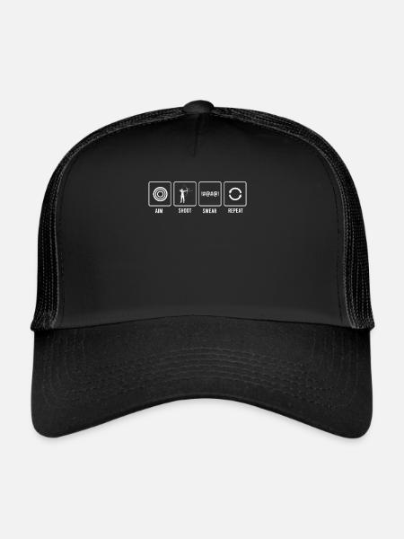 Archery Aim Shoot Swear Repeat print - Trucker Cap - black/black - Front