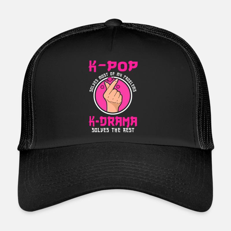 K-Pop & K-Drama cadeau K-Pop - Casquette trucker  - noir/noir