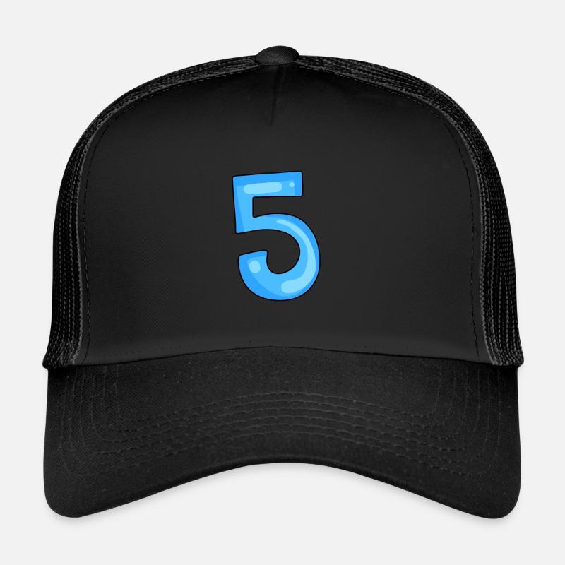 5 Blau - Trucker Cap - Schwarz/Schwarz