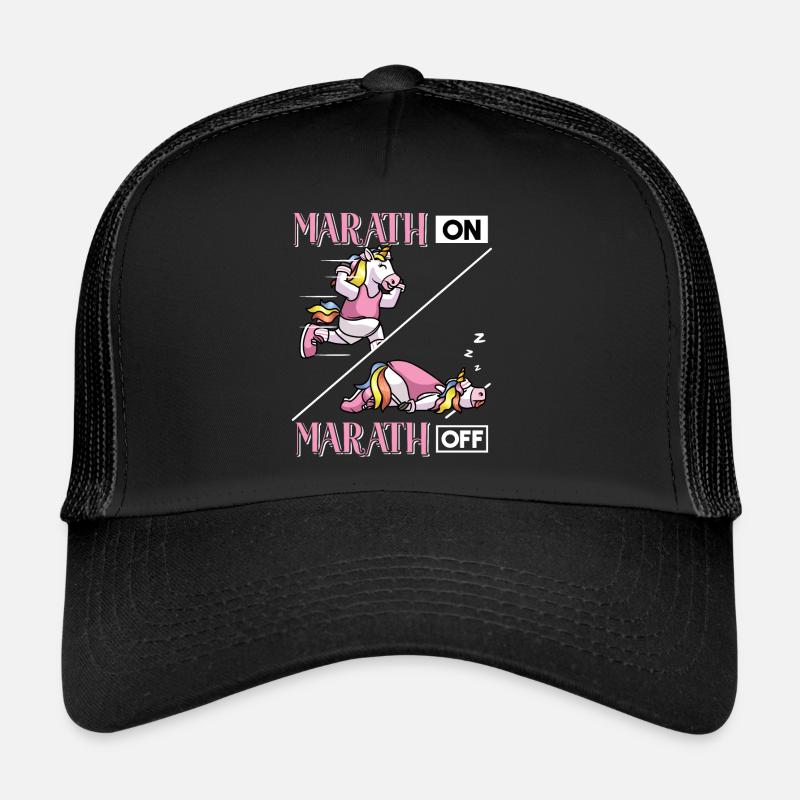 Marathon Einhorn Leichtathletik Marathonläufer - Trucker Cap - Schwarz/Schwarz