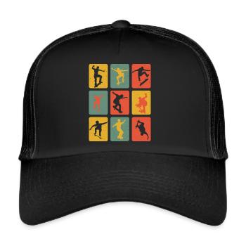 Skateboarding Position Skateboard Skateboarder - Trucker Cap - black/black - Front