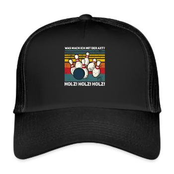 Kegeln Holz Kegelclub Kegelbahn Kegler Kegelverein - Trucker Cap - Schwarz/Schwarz - Vorne