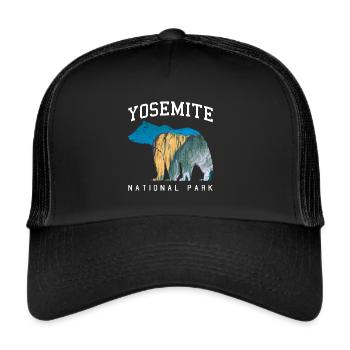 Yosemite Parc National Aventure Retro ours cadeau - Casquette trucker  - noir/noir - Devant