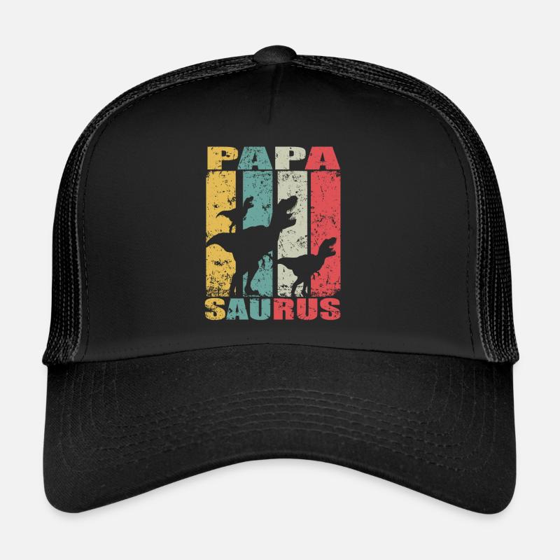 Papasaurus Dinosaurier Dino Zwillinge Papa Saurus - Trucker Cap - Schwarz/Schwarz