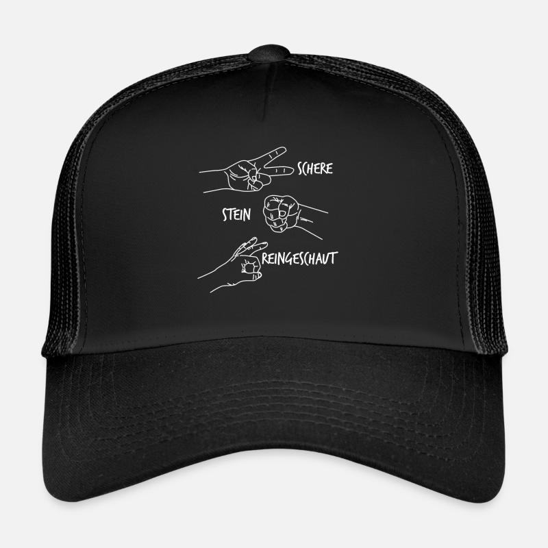 Reingeschaut Schere Stein Reingeguckt - Trucker Cap - Schwarz/Schwarz
