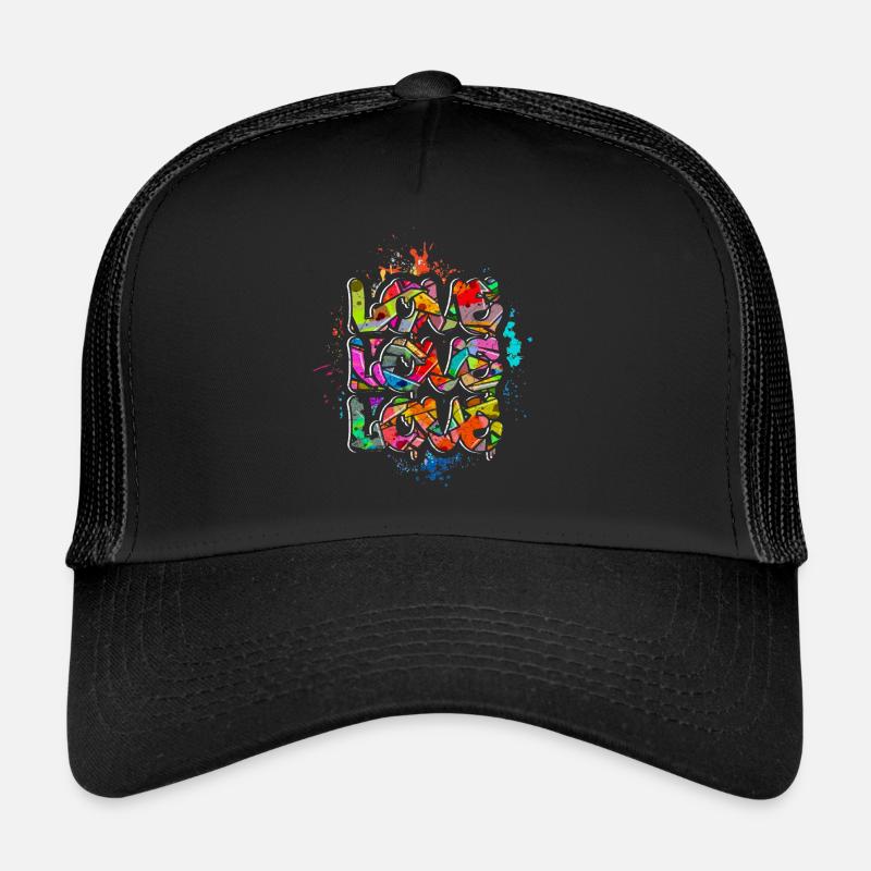 Love Graffiti - Trucker Cap - Schwarz/Schwarz