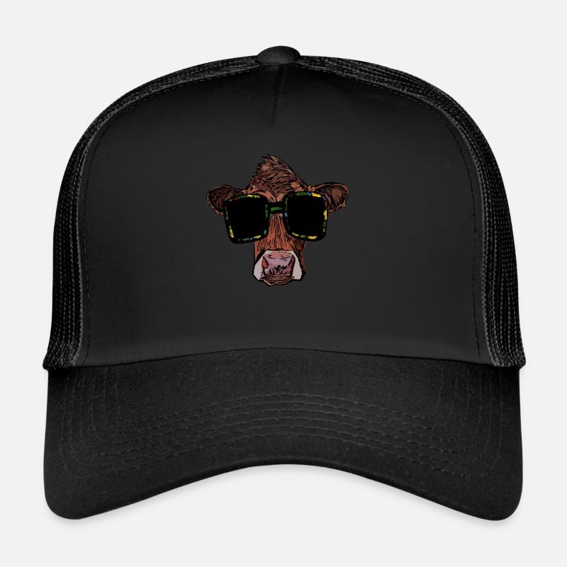 Vache avec lunettes de soleil motif de vache Casquette trucker 