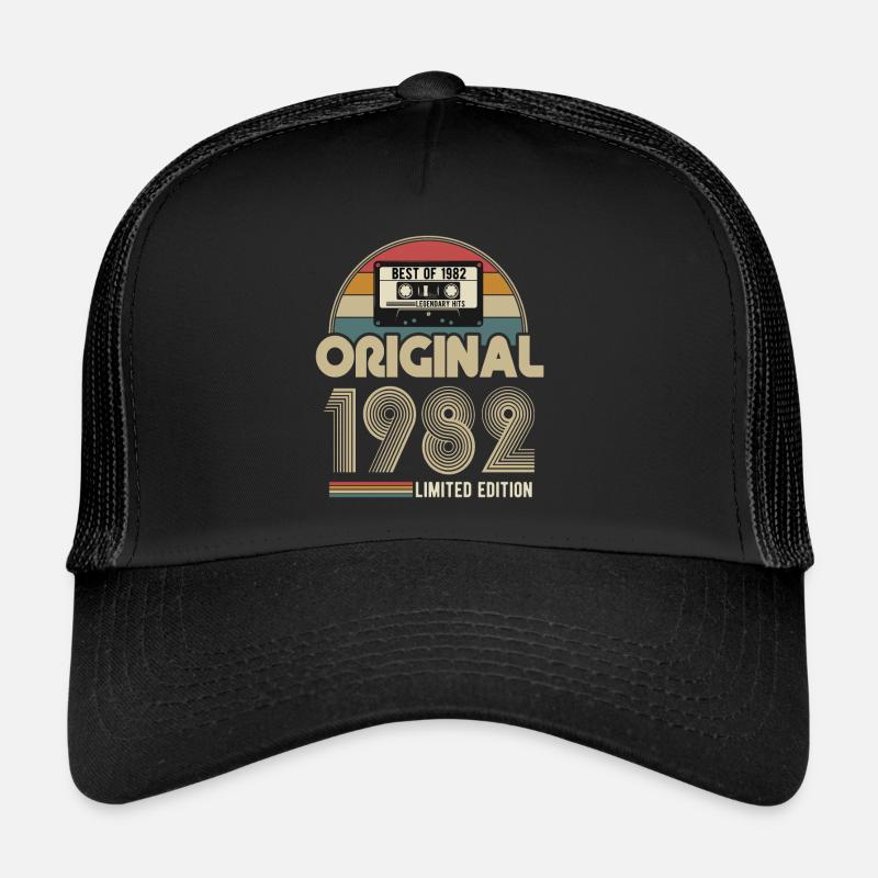 1982 Original Vintage Geburtstag Geschenk - Trucker Cap - Schwarz/Schwarz