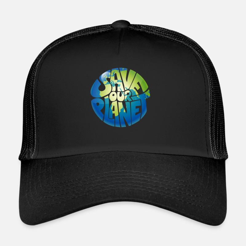 Save our Planet Umwelt Klimaschutz - Trucker Cap - Schwarz/Schwarz
