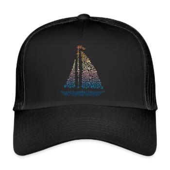 Voilier goélands voile rétro marins cadeau - Casquette trucker  - noir/noir - Devant