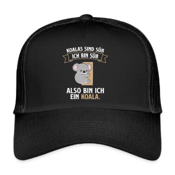 Süßer Koala Ich bin ein Koala - Trucker Cap - Schwarz/Schwarz - Vorne