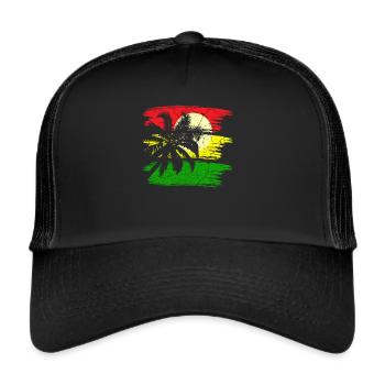 Jamaïque Reggae Rastafari - Casquette trucker  - noir/noir - Devant