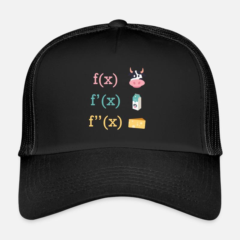 Mathe Spaß Kuh Milch Käse Ableitung - Trucker Cap - Schwarz/Schwarz