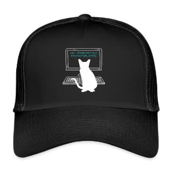 Katzenbesitzer Programmierer Coder Informatiker - Trucker Cap - Schwarz/Schwarz - Vorne
