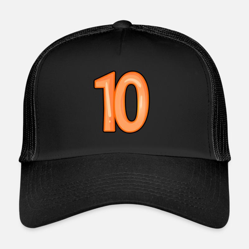 Nummer 10 - Trucker Cap - Schwarz/Schwarz