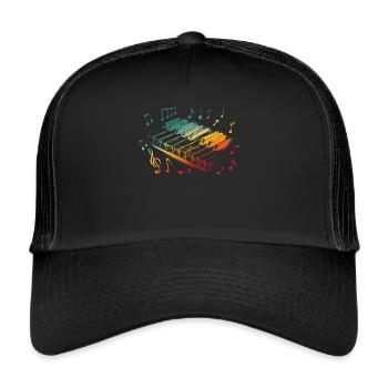 Piano Keyboard Musical Instrument Pianiste Musician - Casquette trucker  - noir/noir - Devant