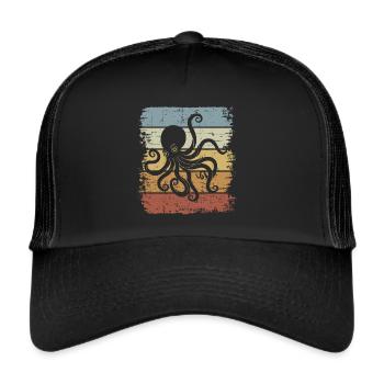 Poulpe Pieuvres Tentacules calamar mer créature - Casquette trucker  - noir/noir - Devant