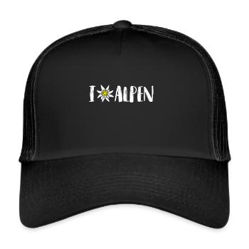 I Edelweiss Alps The Alps Edelweiss Flower - Trucker Cap - black/black - Front