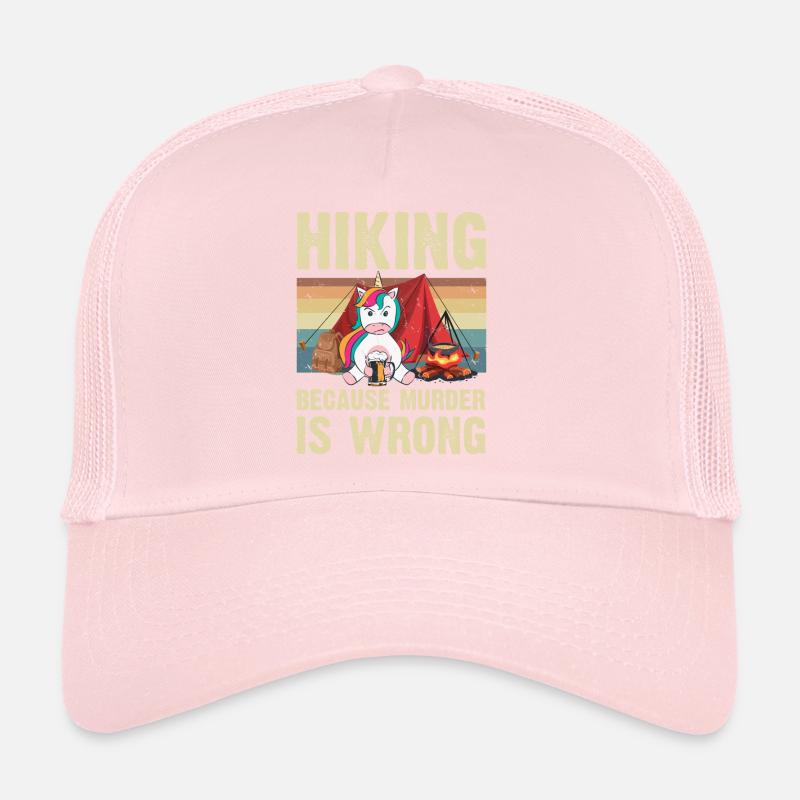 Hiking Because Murder Is Wrong Einhorn Trucker Cap