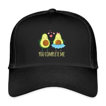 Avocado Pärchen Liebe Liebesbeziehung - Trucker Cap - Schwarz/Schwarz - Vorne