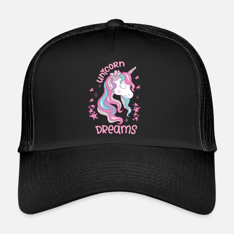Zitate von Einhörnern Träume von Einhörnern - Trucker Cap - Schwarz/Schwarz