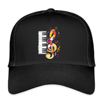 Piano Musique Touches piano piano clavier - Casquette trucker  - noir/noir - Devant