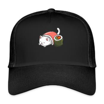 Kawaii Cat Sushi Japan Manga Anime Cat - Trucker Cap - black/black - Front