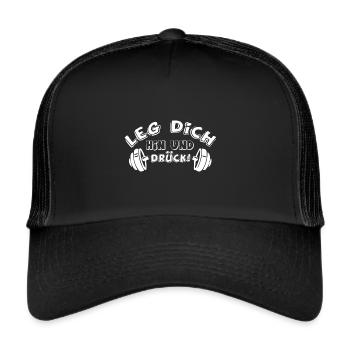 Bankdrücken Training Fitness Gym Workout - Trucker Cap - Schwarz/Schwarz - Vorne