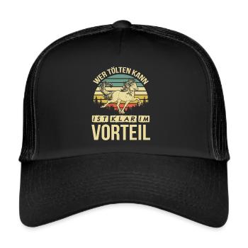 Islandpferd Reiterin Tölt Pferd tölten - Trucker Cap - Schwarz/Schwarz - Vorne