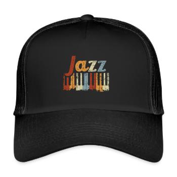 Vintage Klavier Musikinstrument Jazz Klavier Piano - Trucker Cap - Schwarz/Schwarz - Vorne