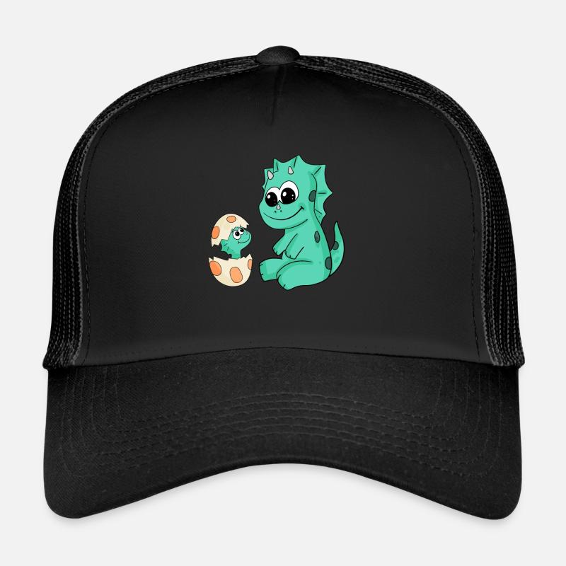 Dinosaurs with Baby Dinosaurs - Trucker Cap - black/black