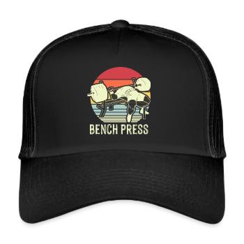 Bench Press Retro Workout Fitness Training - Trucker Cap - black/black - Front