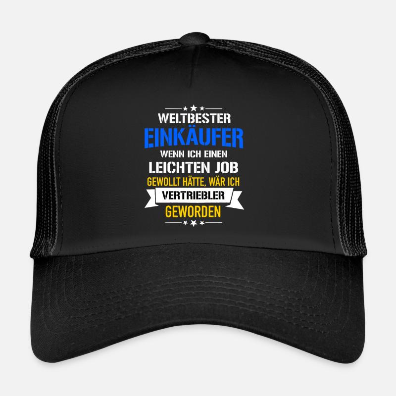 Lustiger Spruch Weltbester Einkäufer Vertriebler - Trucker Cap - Schwarz/Schwarz